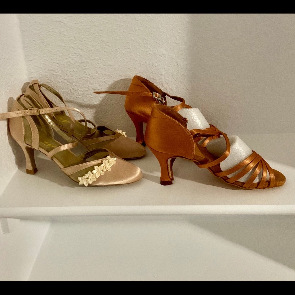 Salsa Dance Shoes Latin Ballroom Suede Soles Lot 2